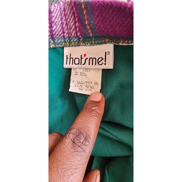 Vintage That's Me Wool Blend Purple & Green Tartan  Plaid Casual Shorts - Picture 5 of 10
